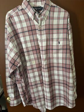 Ralph Lauren White and Red Plaid Button-Down Shirt